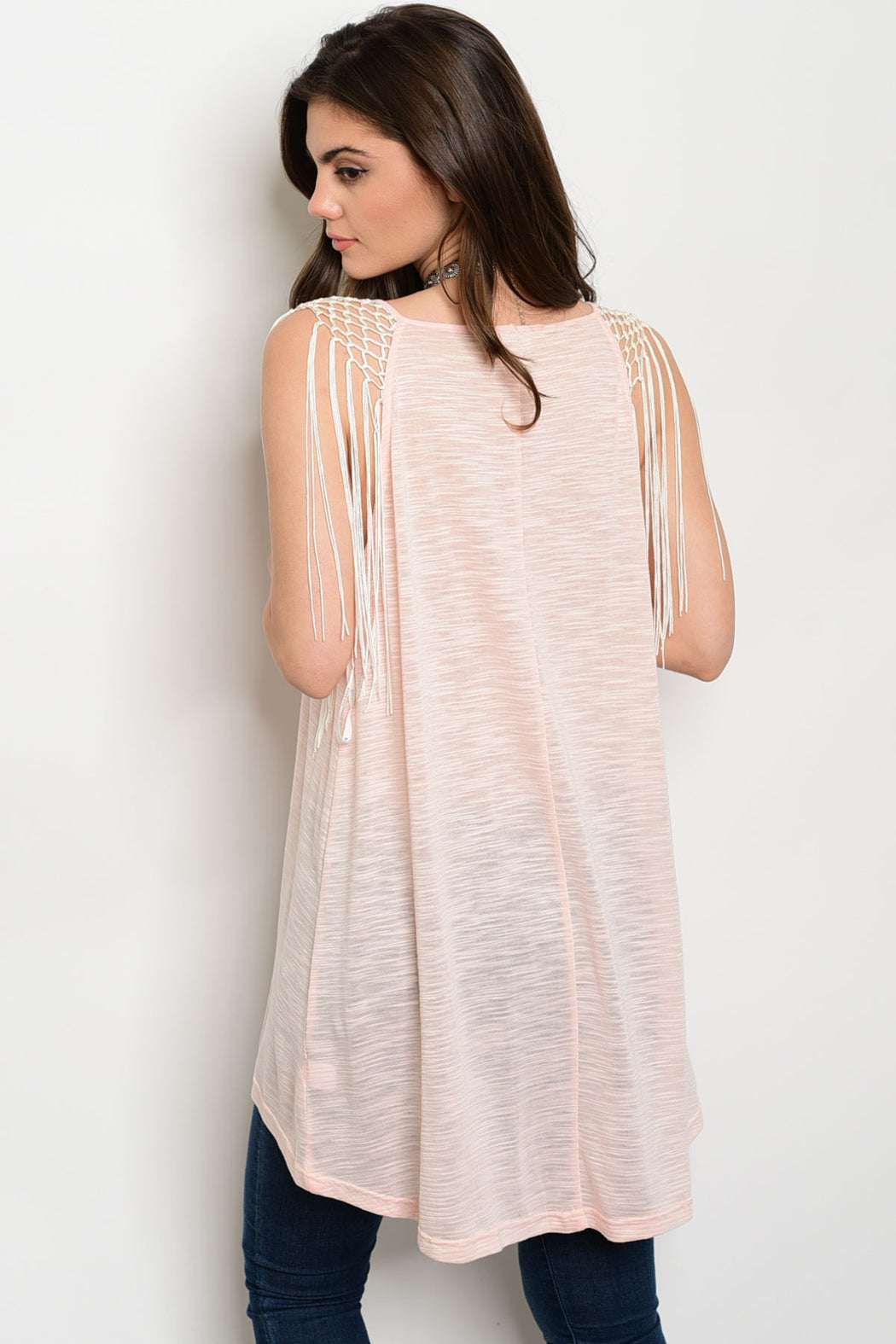 Fringe Mesh Tunic Top