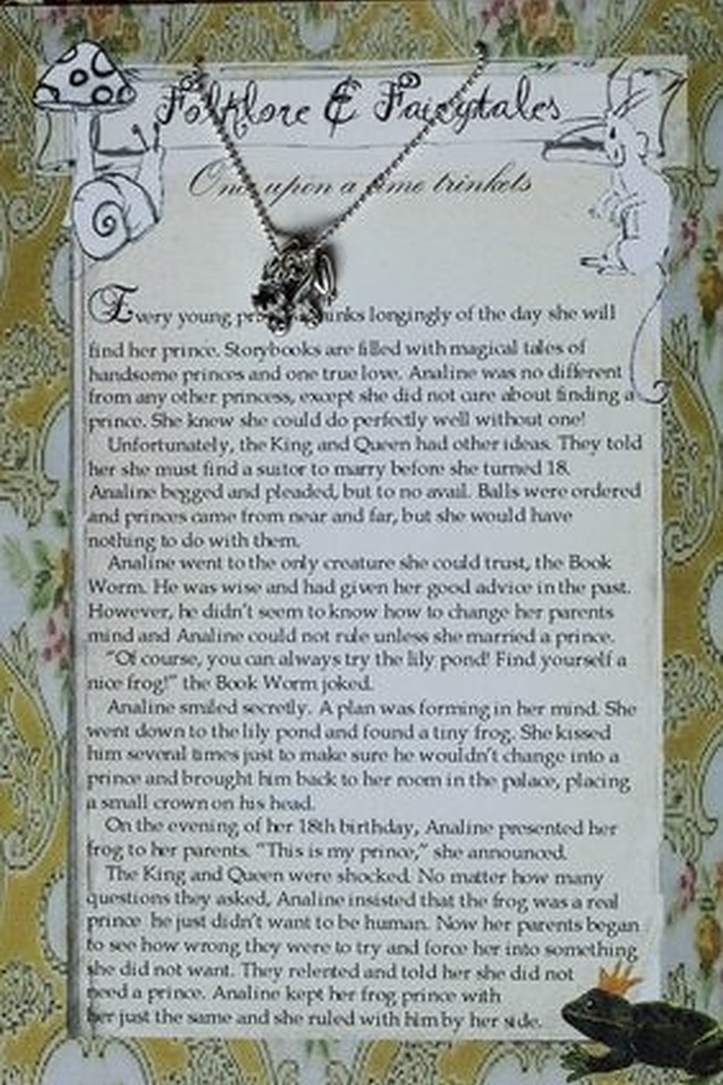 Frog prince storybook necklace