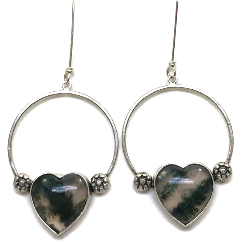 Moss Agate Hoops