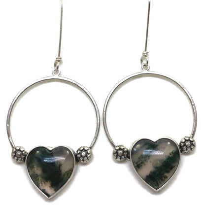 Moss Agate Hoops