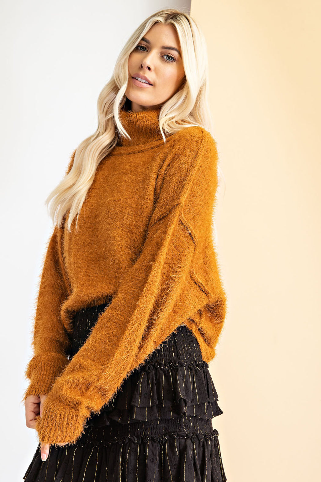 Fuzzy Knit Turtleneck Sweater