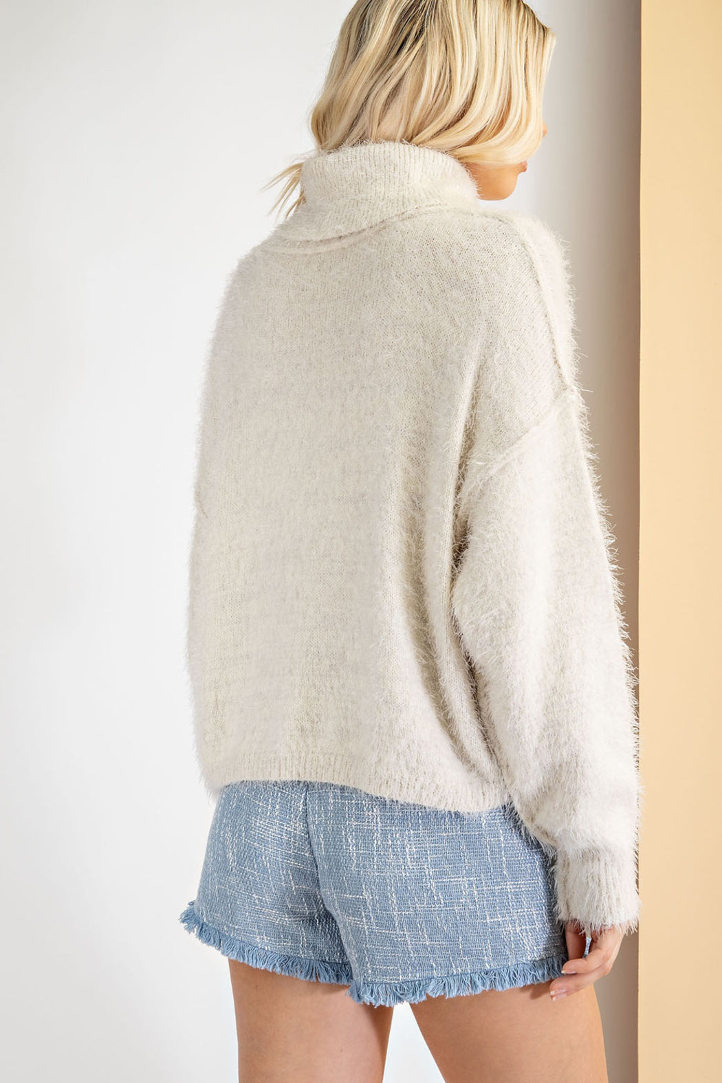 Fuzzy Knit Turtleneck Sweater
