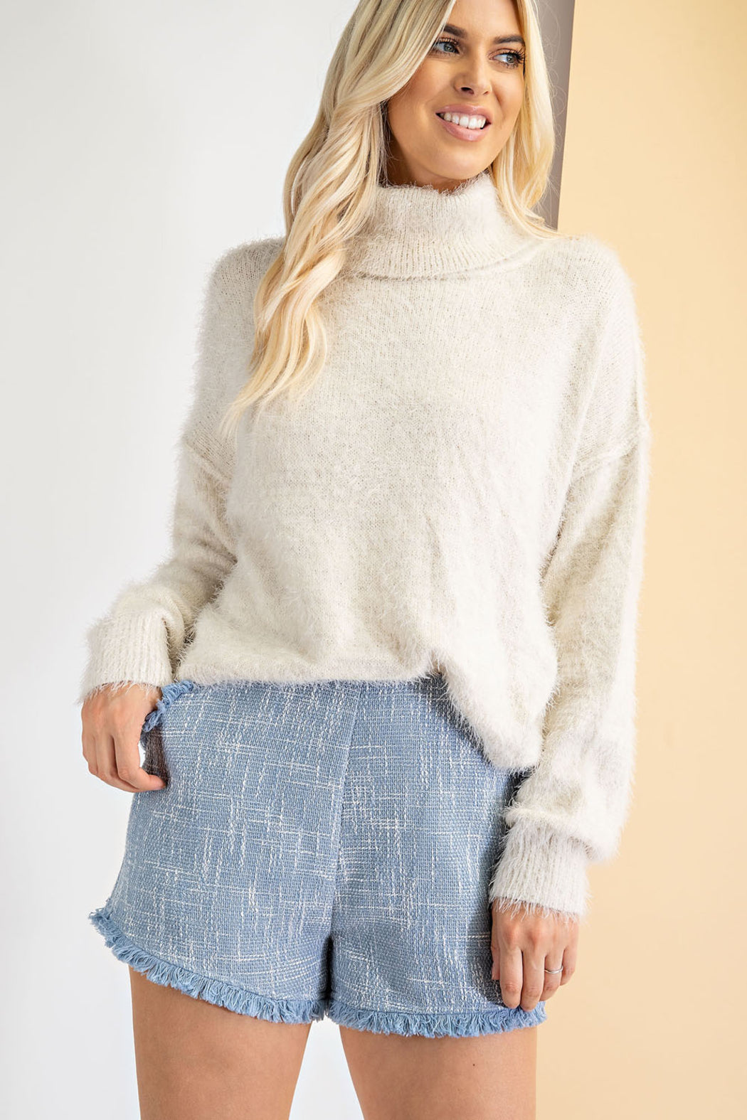 Fuzzy Knit Turtleneck Sweater