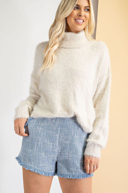 Fuzzy Knit Turtleneck Sweater
