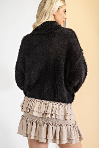 Fuzzy Knit Turtleneck Sweater