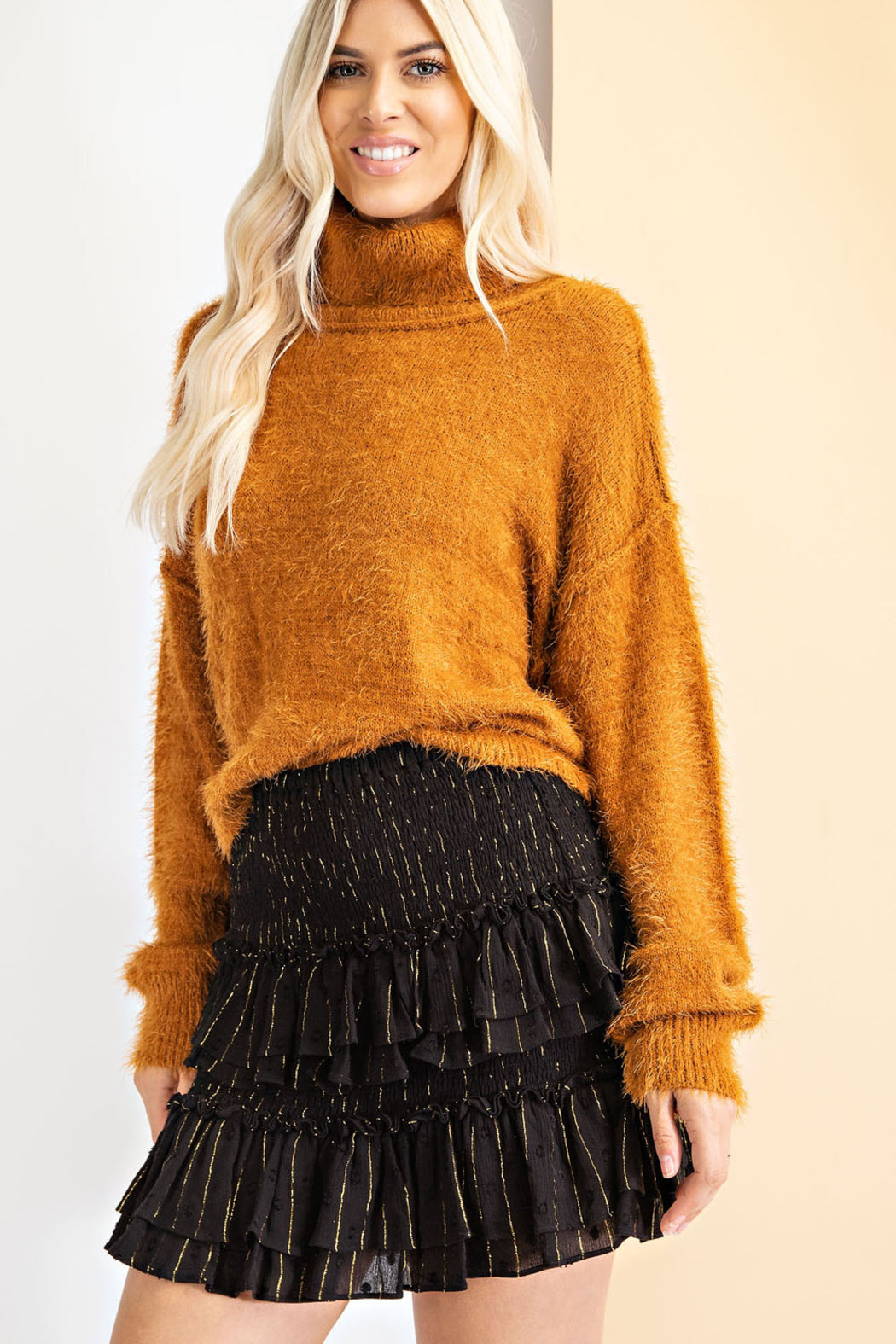 Fuzzy Knit Turtleneck Sweater
