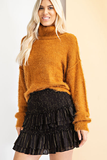 Fuzzy Knit Turtleneck Sweater