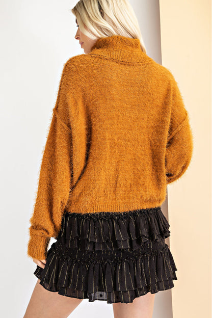 Fuzzy Knit Turtleneck Sweater