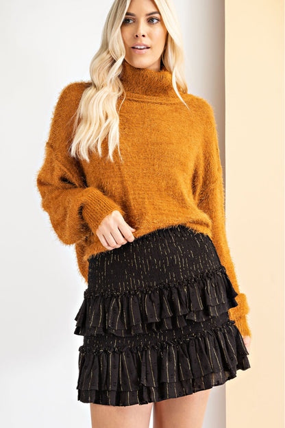 Fuzzy Knit Turtleneck Sweater