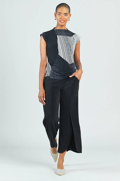 Geo-Print Cap-Sleeve Top