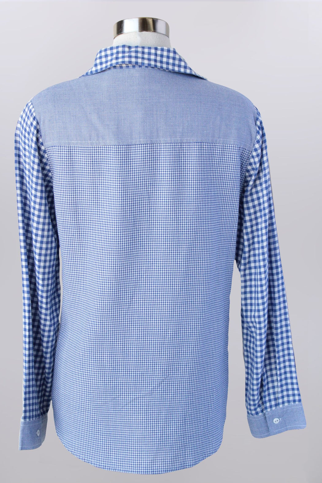 Gingham print 3/4 roll tab sleeve shirt