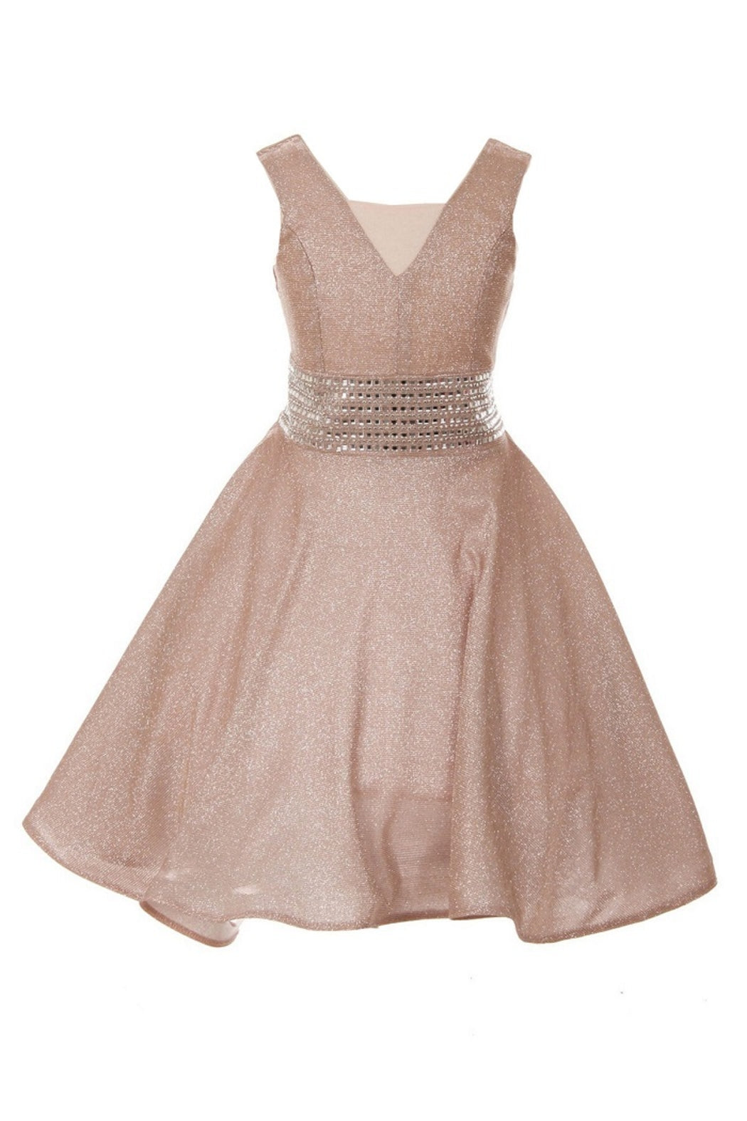 Girls Blush Metallic Short Dress