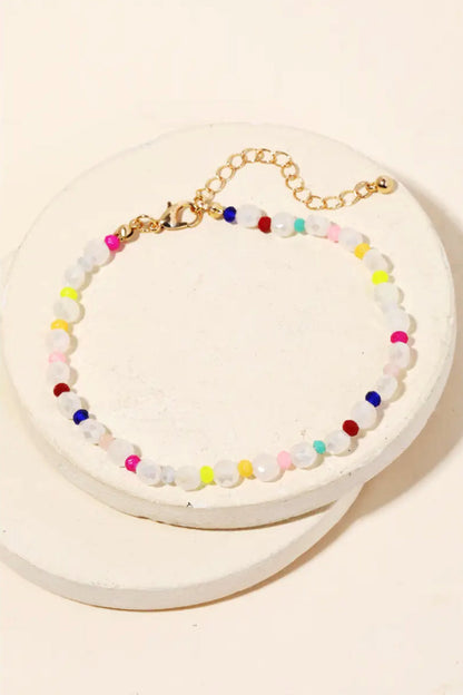 Glass Ball Beaded Anklet