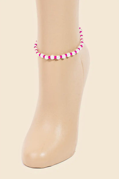 Glass Ball Beaded Anklet