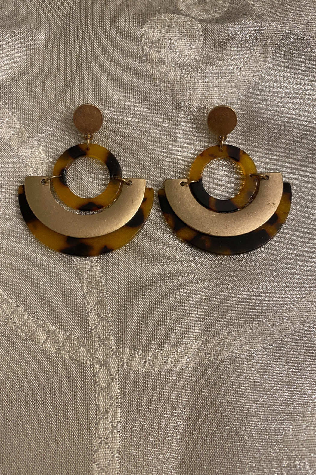 Gold Cheetah Resin Dangle Earrings
