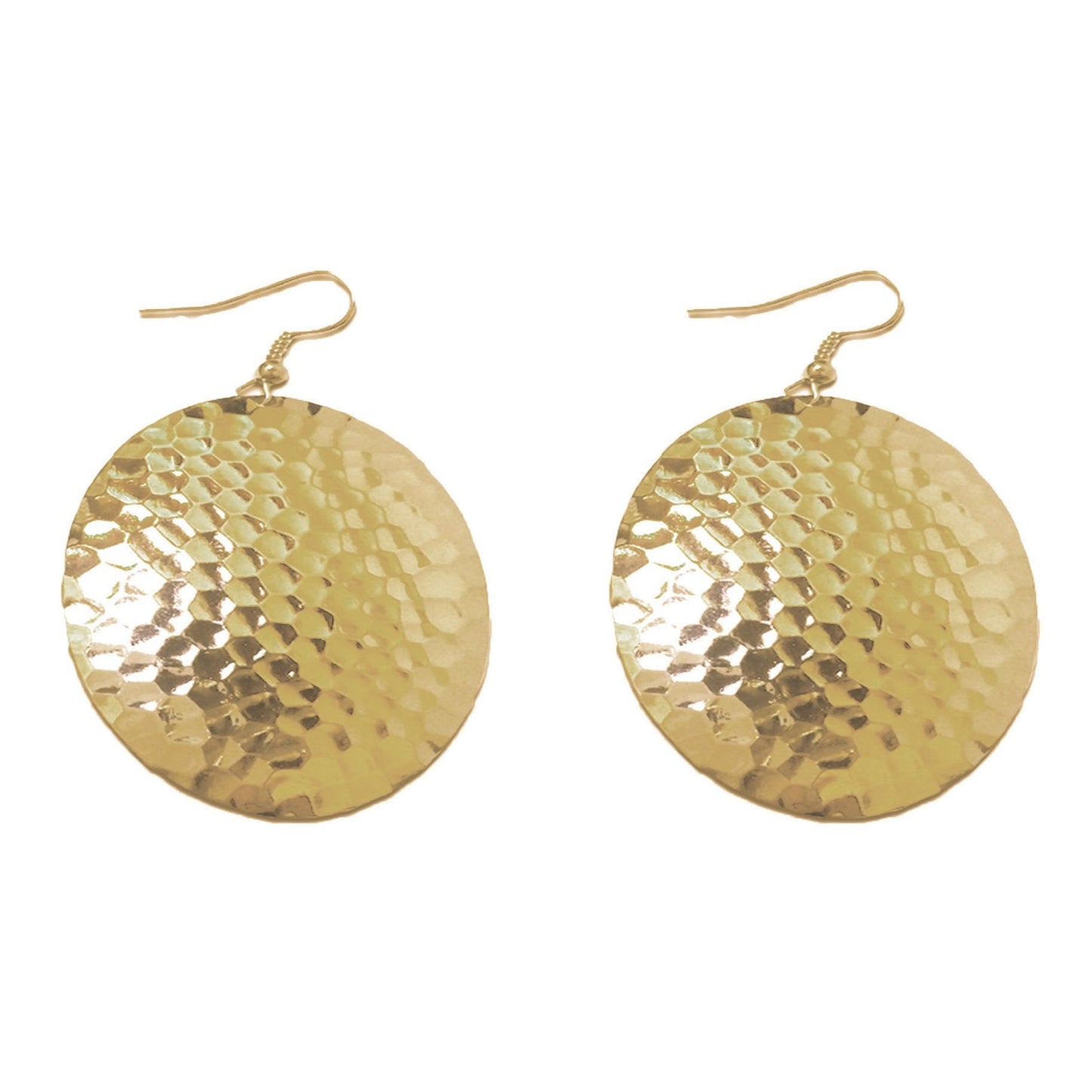Gold Hammered Circle Earrings