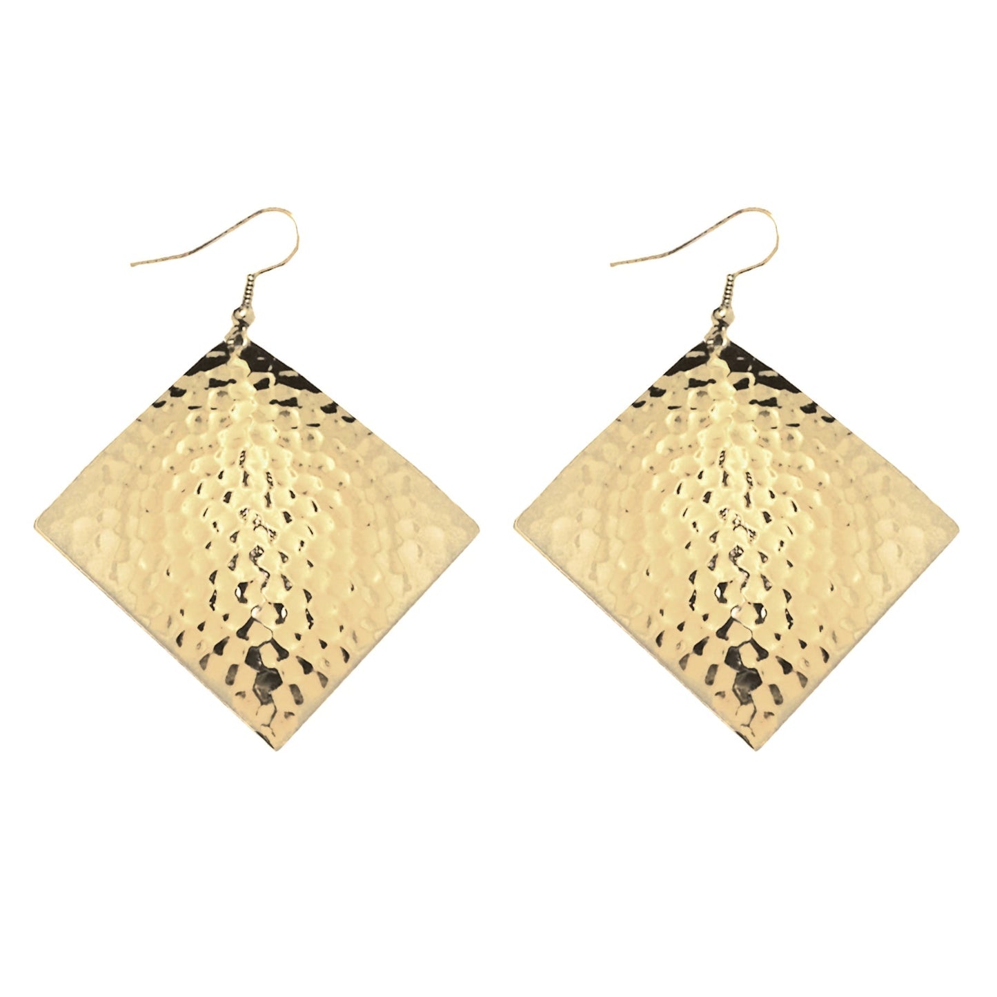 Silver Hammered Diamond Dome Dangle Earrings