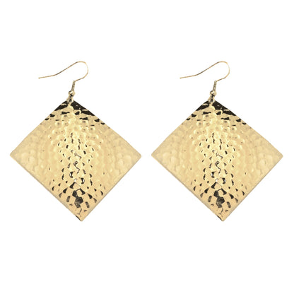 Silver Hammered Diamond Dome Dangle Earrings