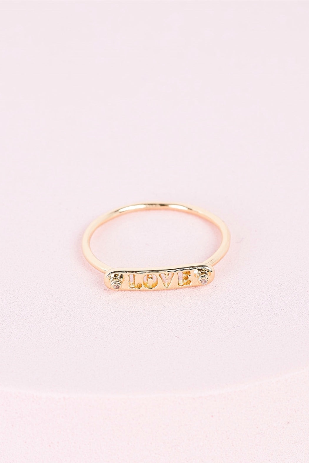 Gold LOVE Cut-Out Graphic Plate Detail Ring