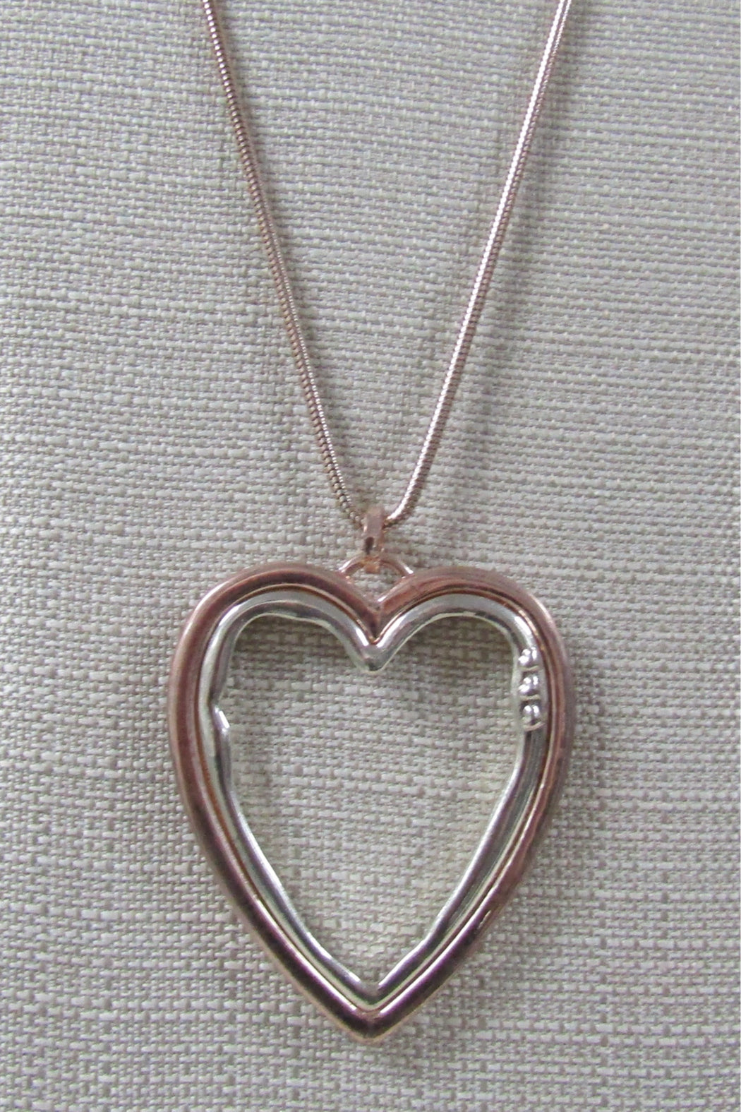Gold Tone Open Heart Long Pendant