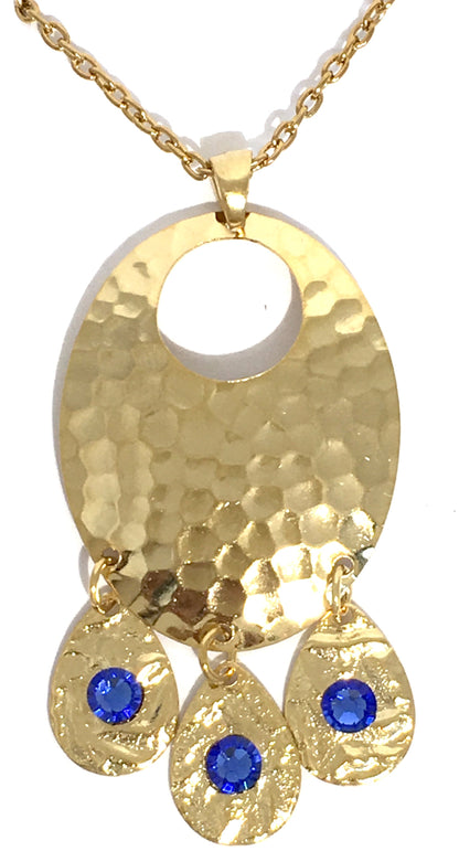 Hammered Sapphire Chandelier Necklace