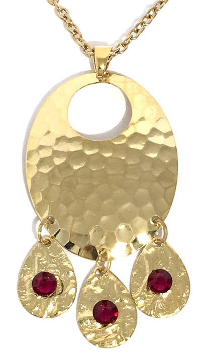 Hammered Ruby Chandelier Necklace