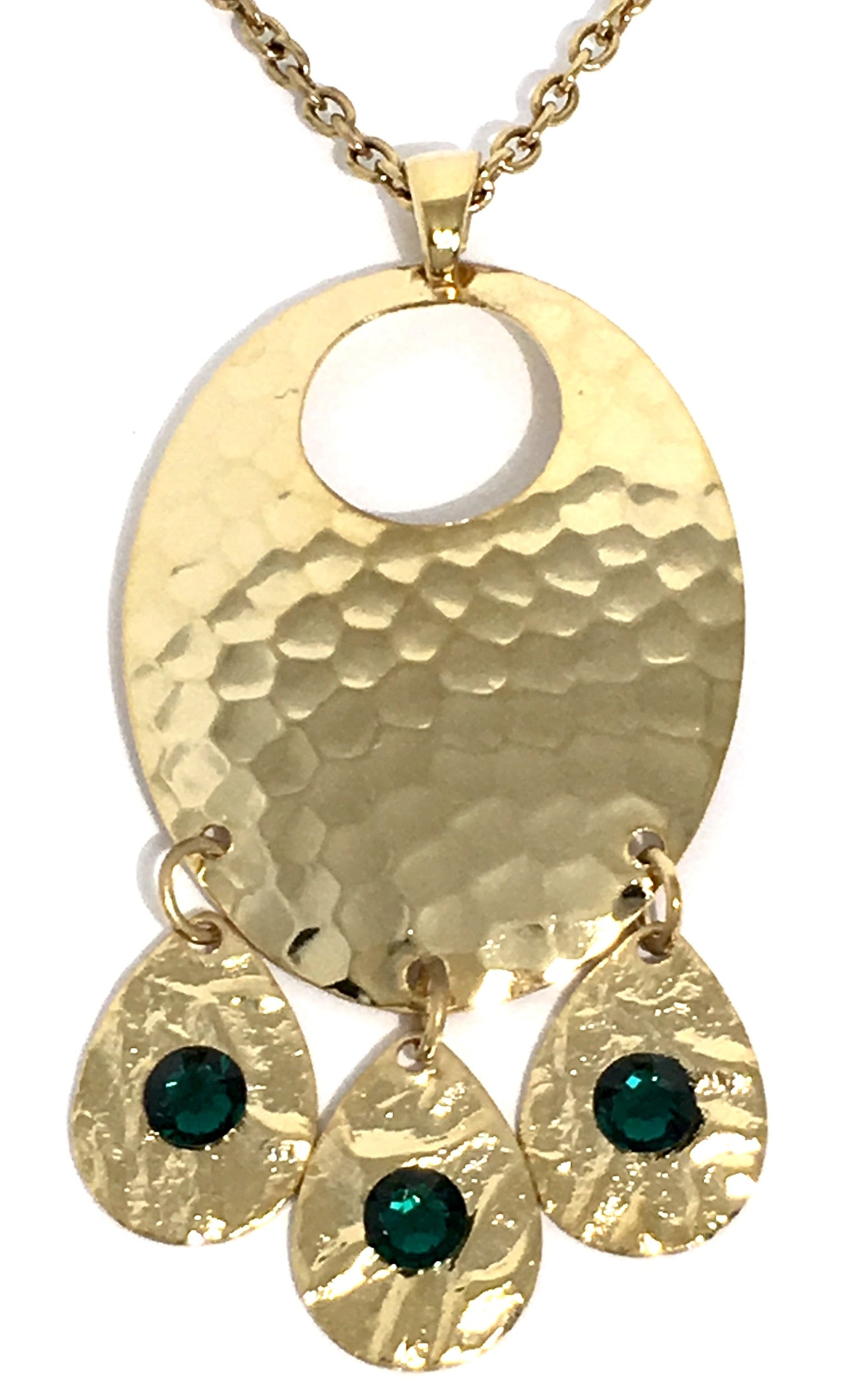 Hammered Emerald Chandelier Necklace