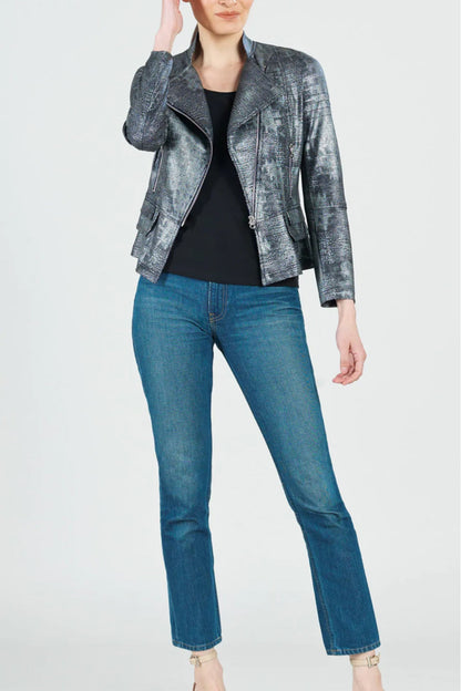 Gunmetal Shimmer Biker Jacket
