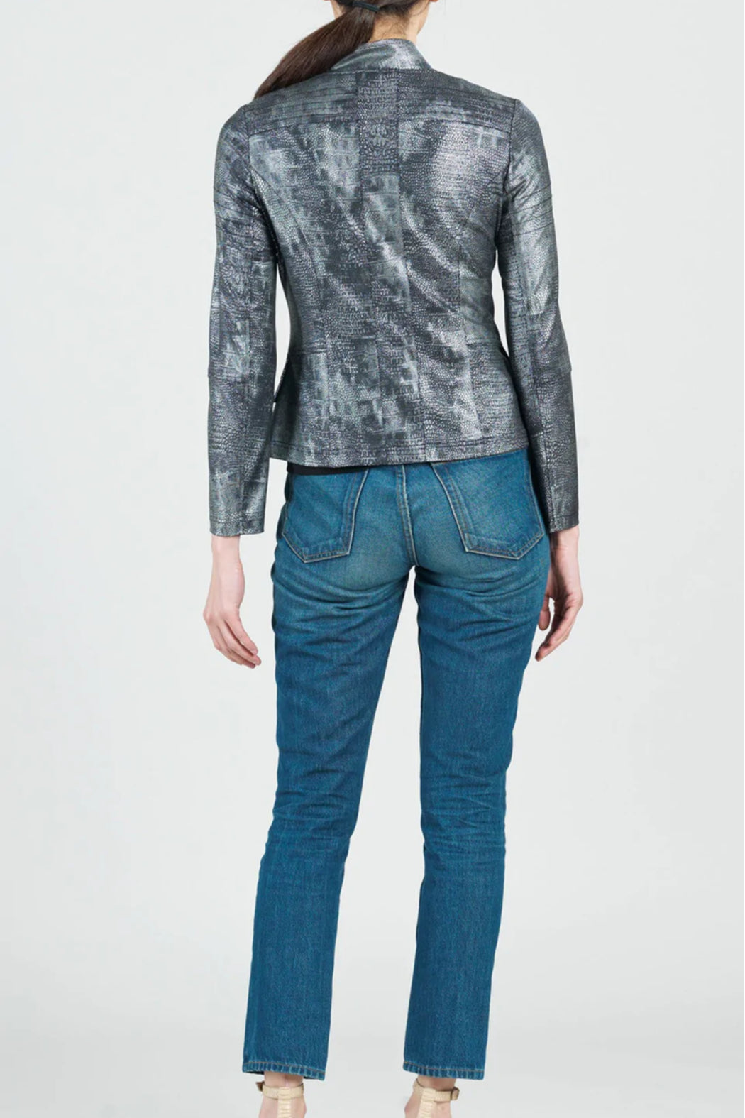 Gunmetal Shimmer Biker Jacket