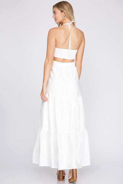 Halter Maxi-Dress Cross-Waist