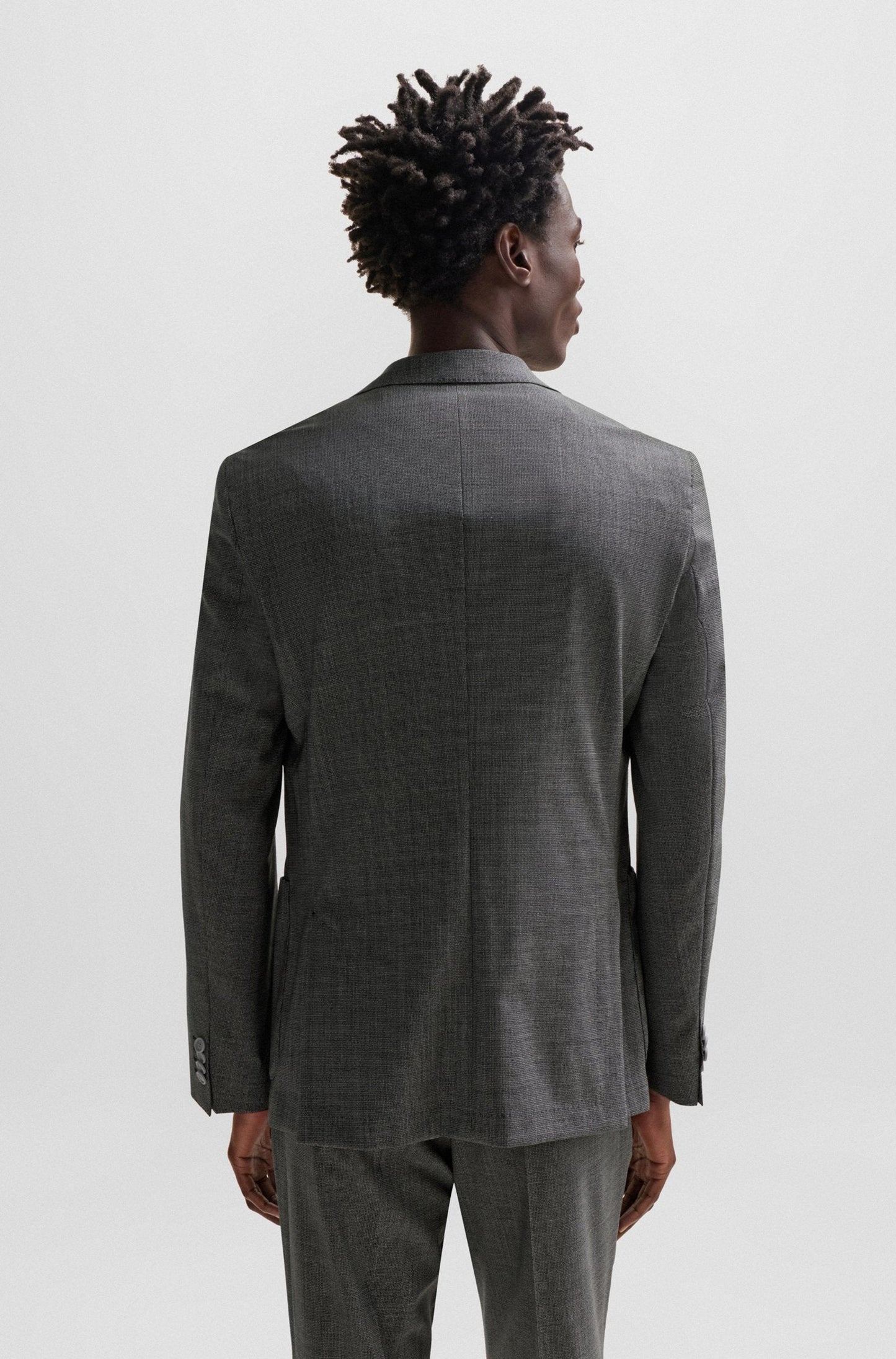 BOSS P-Huge-2Pcs-241 Slim Fit Suit in Micro Patterned Virgin Wool