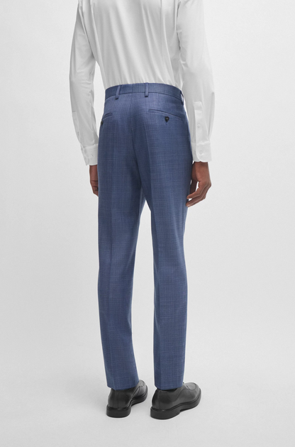 BOSS SLIM-FIT 2pcs Suit In CHECKED VIRGIN-WOOL SERGE