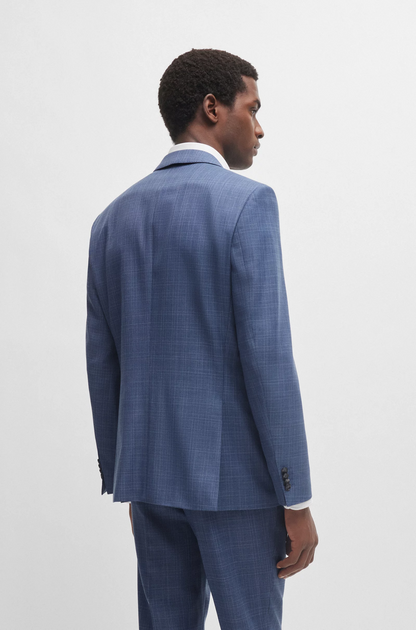 BOSS SLIM-FIT 2pcs Suit In CHECKED VIRGIN-WOOL SERGE