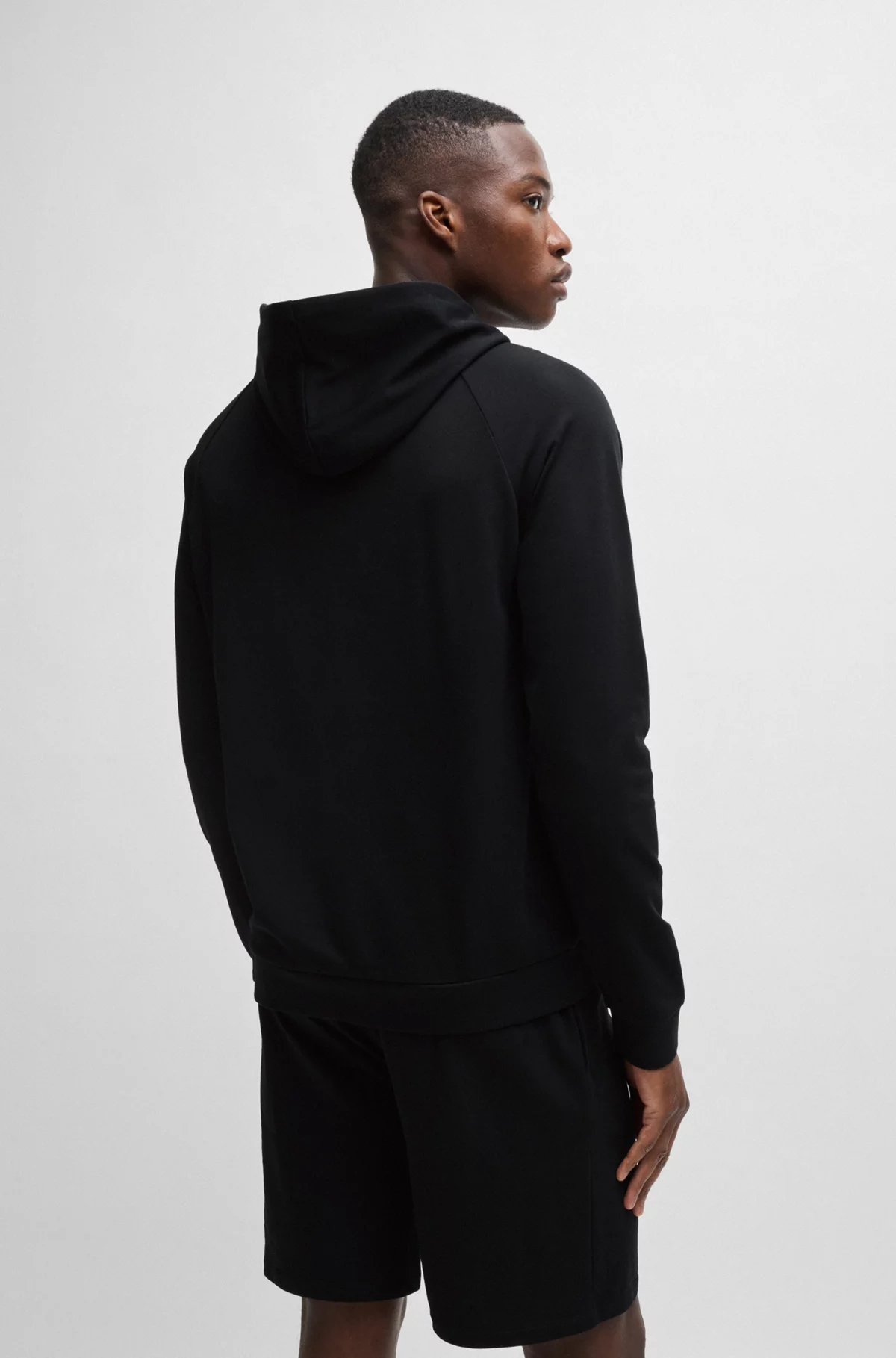 Boss Cotton-Terry Regular-Fit Hoodie with Foil-Print Logo