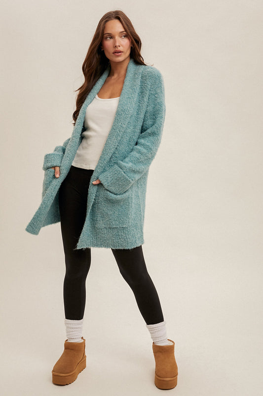 Aqua Fuzzy Cardigan