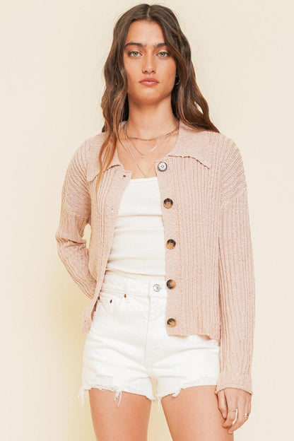 Mauve Crop Cardigan