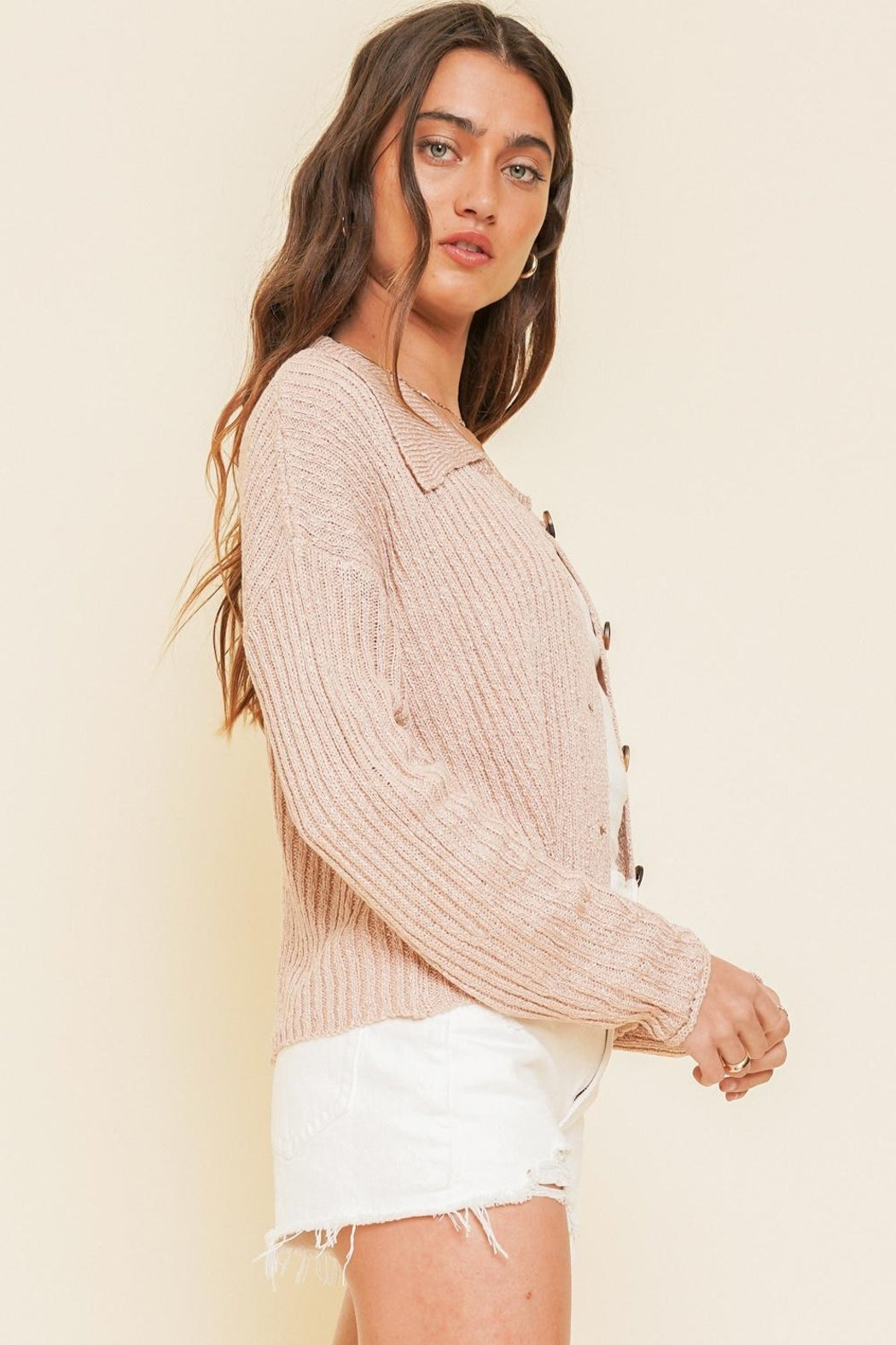 Mauve Crop Cardigan