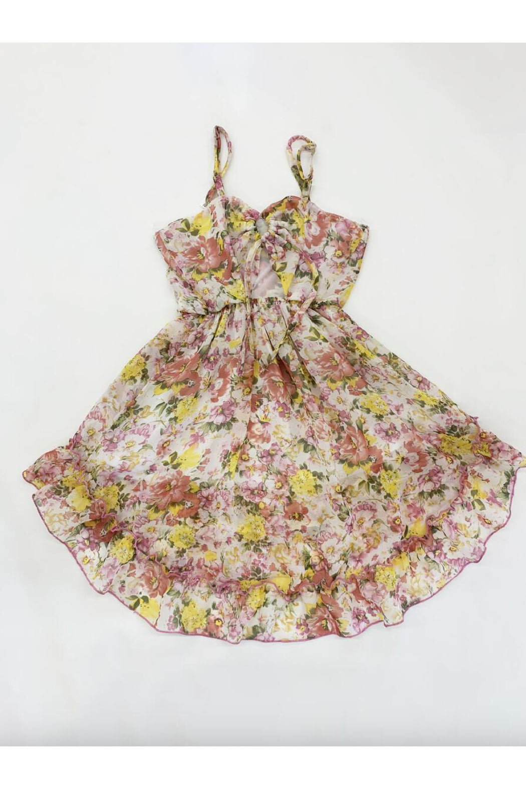 Hi/Lo Dress Front Side Cut Out Detail with Ruffle Hem