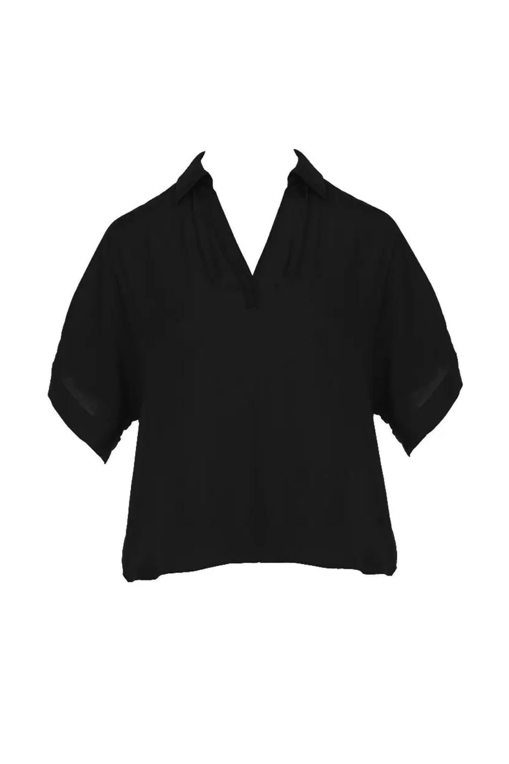 High-Low Collar Matte Satin Blouse