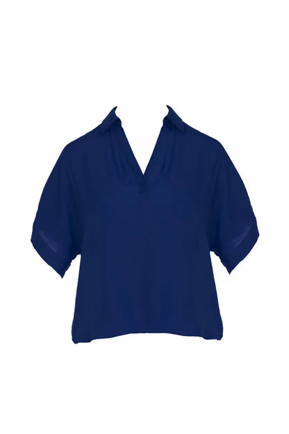 High-Low Collar Matte Satin Blouse