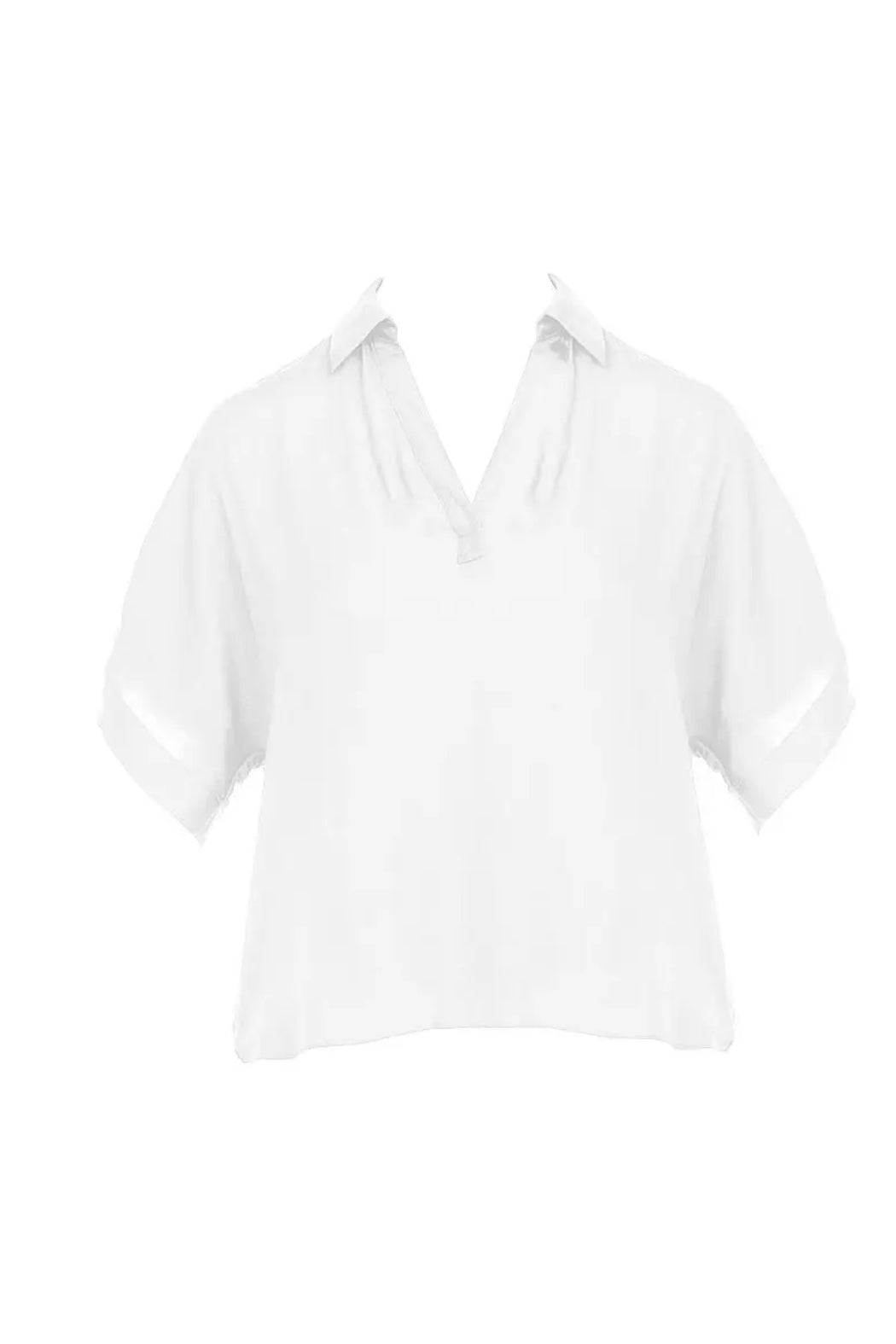 High-Low Collar Matte Satin Blouse