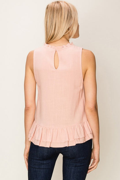 High Neck Ruffle Tank
