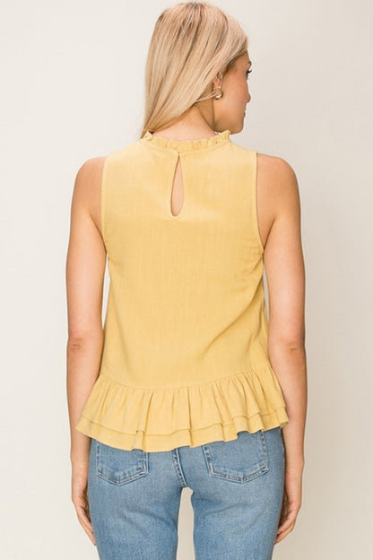 High Neck Ruffle Tank