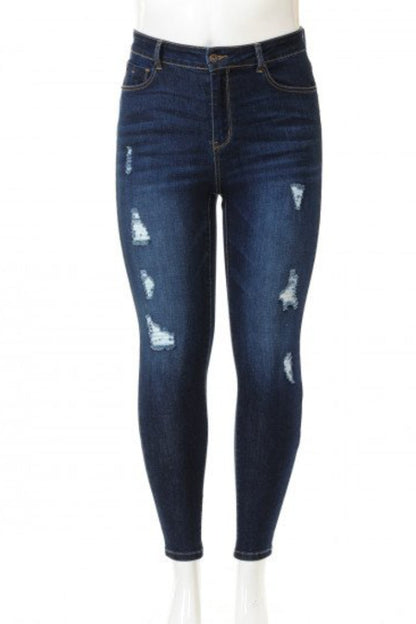 HIGH RISE 5-POCKET SKINNY WITH DESTRUCTION (STYLE 90146)