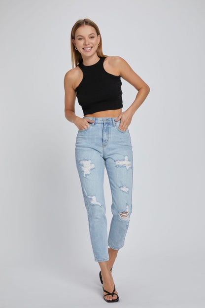 High Rise Mom Jean with Ankle Length