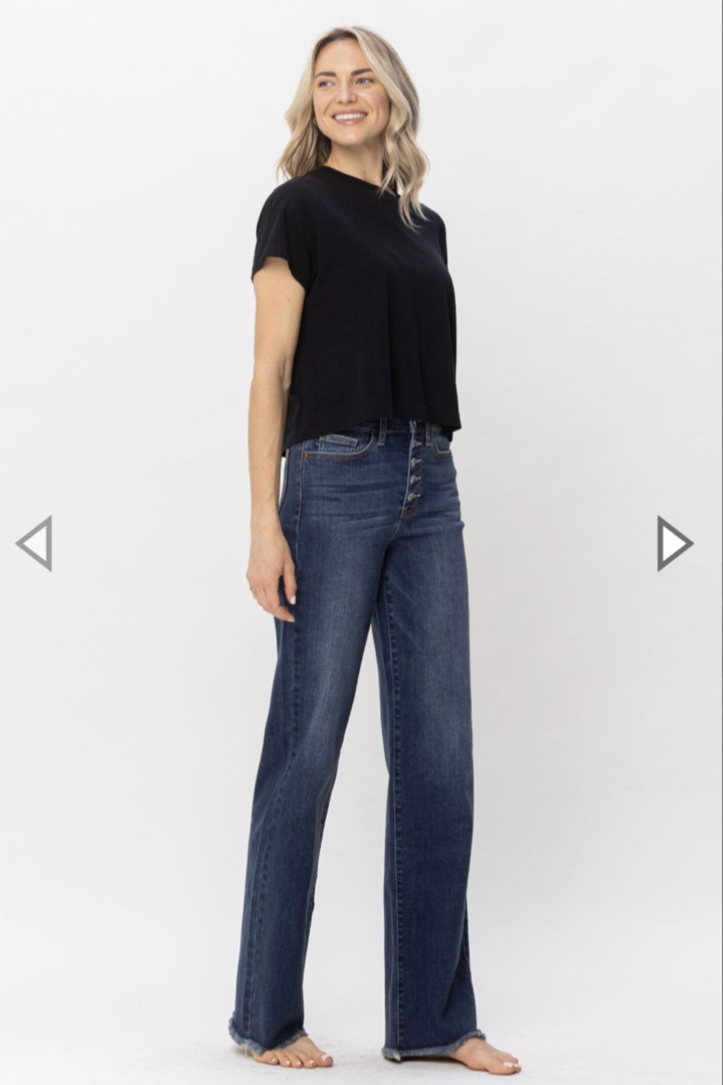 High Waist Button Fly Wide Leg Jeans