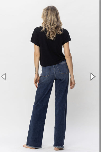 High Waist Button Fly Wide Leg Jeans