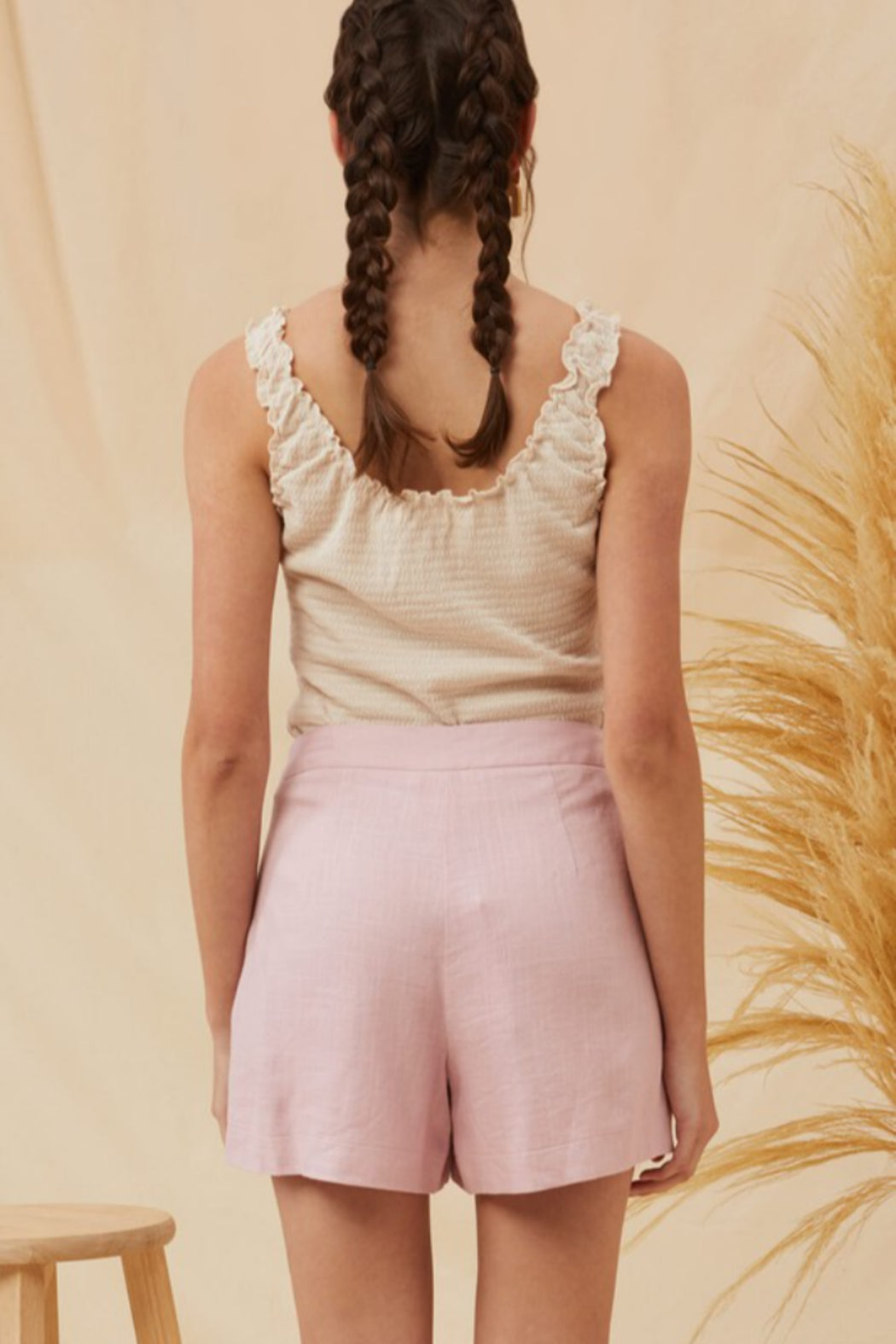 High Waist Linen Short