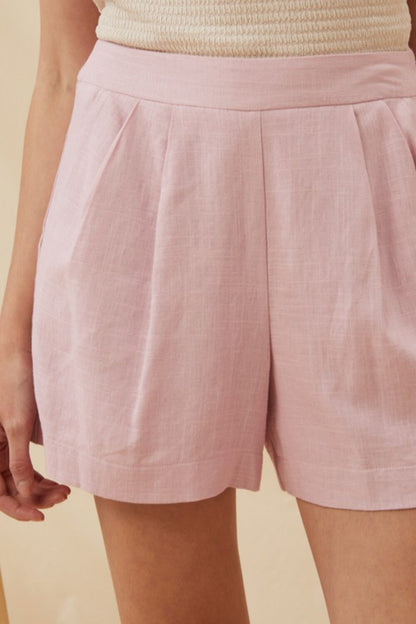High Waist Linen Short