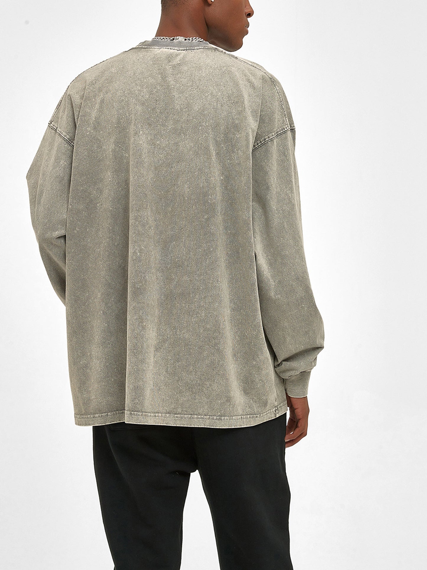 ESSNTIAL ELEMNTS Unisex 250G Acid Wash OS LS Tee